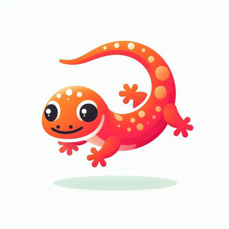 Cute cartoon gecko isolated on white background. Vector illustration.のイラスト素材