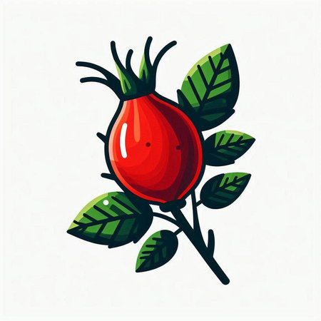 Rose hip. Vector illustration. Isolated on a white background.のイラスト素材