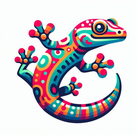 Colorful gecko isolated on white background. Vector illustration for your designのイラスト素材