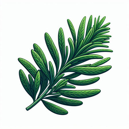 Rosemary branch isolated on white background. Hand drawn vector illustration.のイラスト素材
