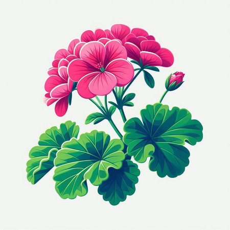Geranium flowers on white background. Vector illustration for your design.のイラスト素材