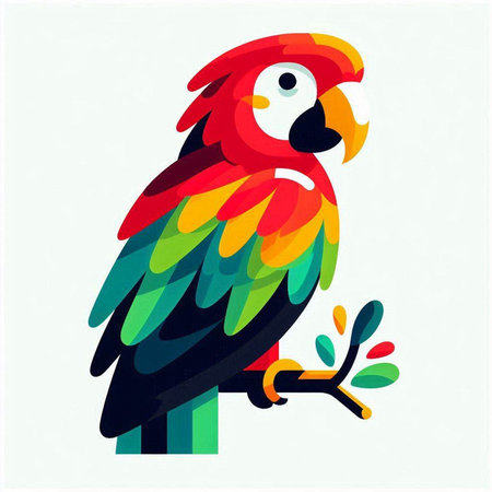 Colorful parrot isolated on a white background. Vector illustration.のイラスト素材