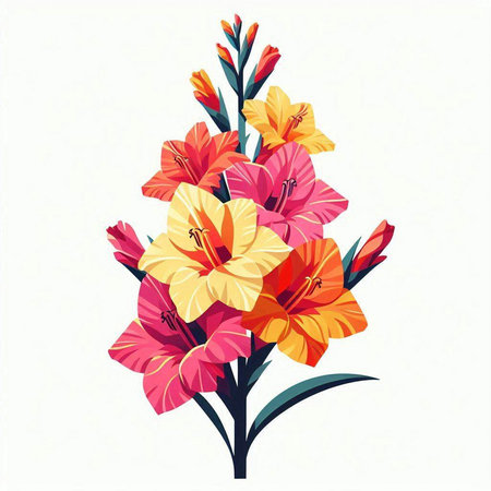 Beautiful Lily flower bouquet isolated on white background. Vector illustration.のイラスト素材