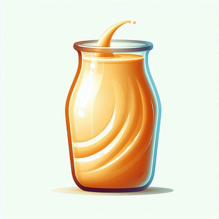 Illustration of a glass of fresh orange juice on a light backgroundのイラスト素材