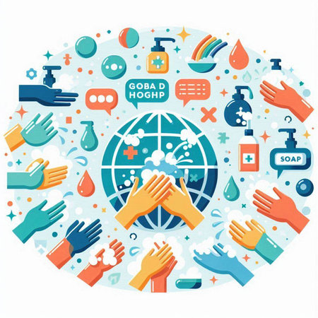 Coronavirus prevention concept. Washing hands. Vector illustrationのイラスト素材