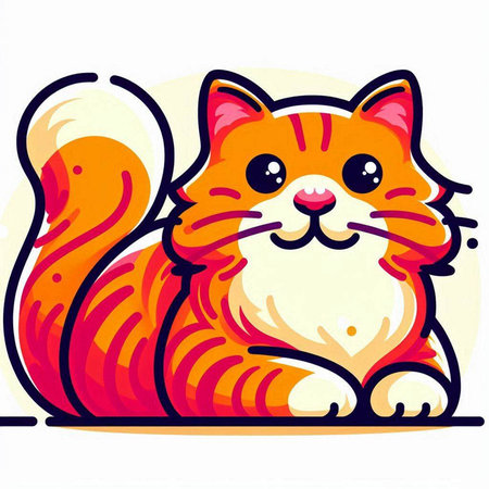 Illustration of a Cute Red Cat on White Background - Vectorのイラスト素材