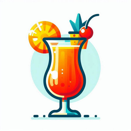 Cocktail. Vector illustration in flat style isolated on white background.のイラスト素材