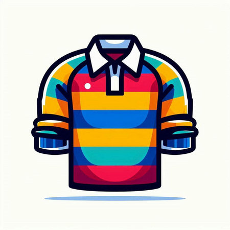 Colorful striped polo shirt isolated on white background, vector illustrationのイラスト素材