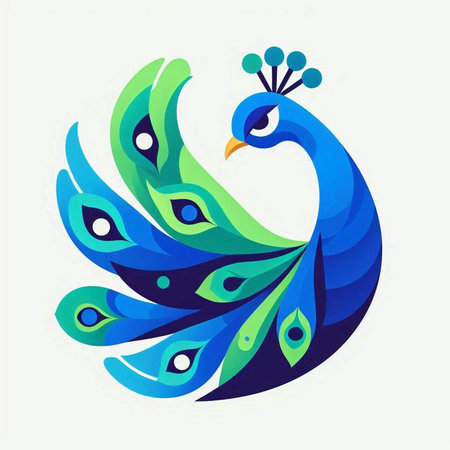 Colorful peacock isolated on a white background. Vector illustration.のイラスト素材