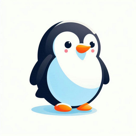 Penguin isolated on white background. Cute cartoon penguin. Vector illustration.のイラスト素材
