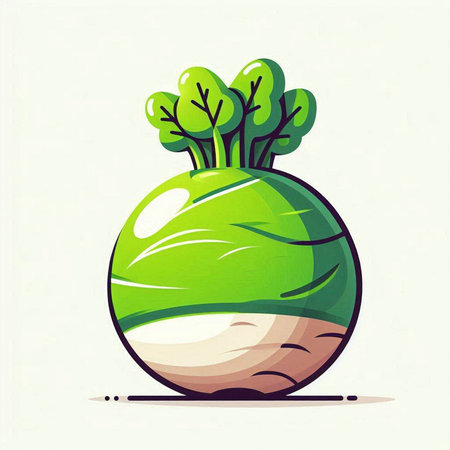 Illustration of a fresh kohlrabi on a white backgroundのイラスト素材