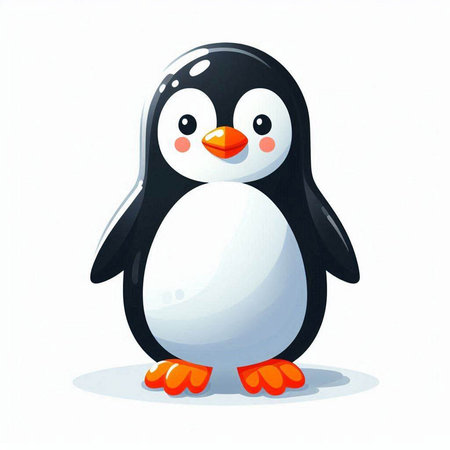 Cute cartoon penguin on a white background. Vector illustration.のイラスト素材