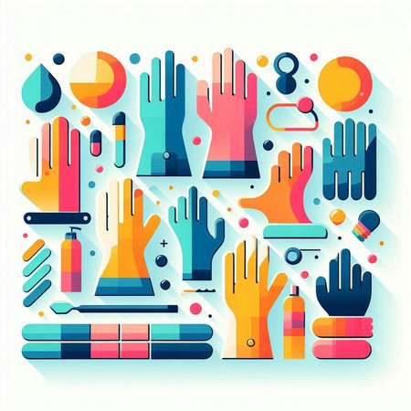 Hand sanitizer and cleaning products. Vector illustration in flat styleのイラスト素材