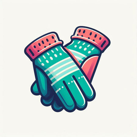 Illustration of a pair of mittens, isolated on a white backgroundのイラスト素材