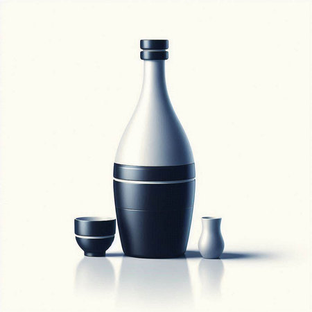 bottle of sake on a white background. 3d illustration.のイラスト素材