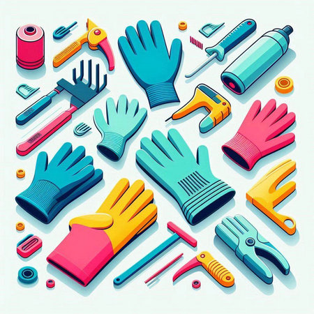 Set of different construction tools on a white background. Vector illustration.のイラスト素材