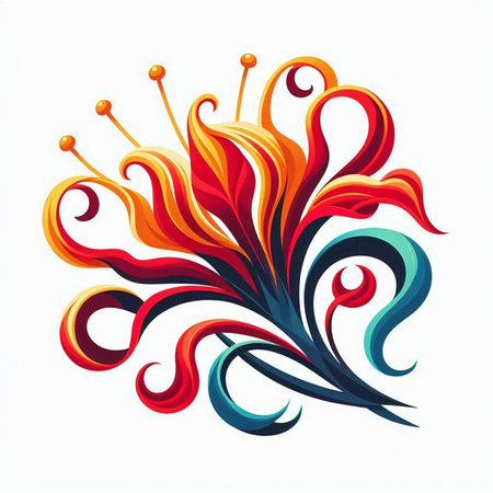 abstract colorful flower on a white background, vector art illustration.のイラスト素材