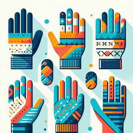 Colorful abstract hand gestures set in flat style. Vector illustration.のイラスト素材