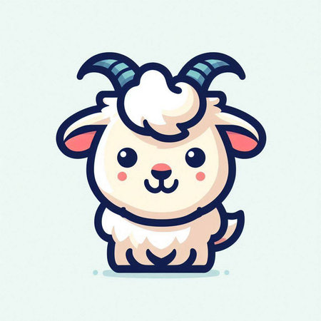 Cute goat cartoon vector illustration. Cute goat character design.のイラスト素材