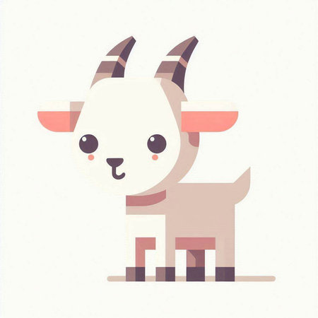 Cute goat. Cartoon character. Flat design. Vector illustration.のイラスト素材
