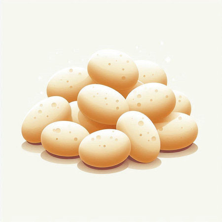 Illustration of a pile of fresh eggs on a white background.のイラスト素材