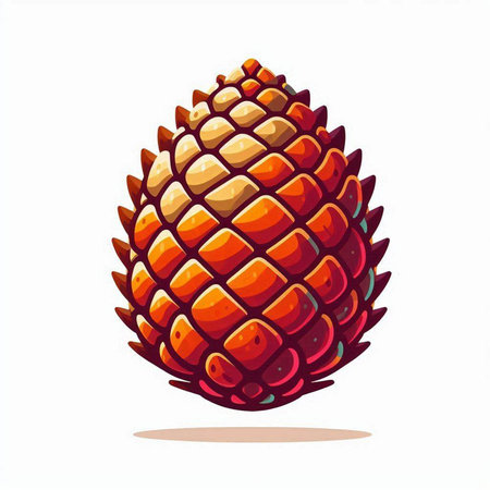 Pine cone vector illustration isolated on white background. Cartoon style.のイラスト素材