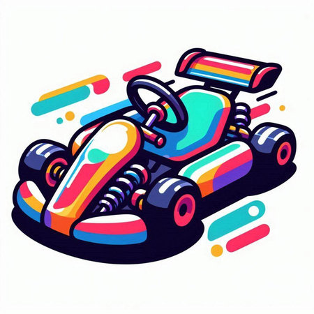 Cartoon kart race car on white background. Vector illustration.のイラスト素材