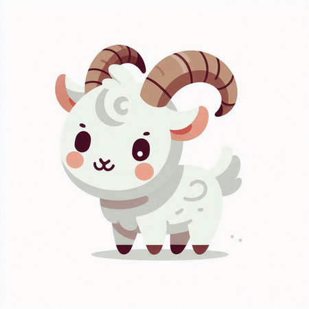 Cute cartoon goat. Vector illustration isolated on a white background.のイラスト素材