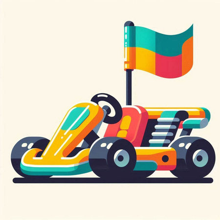 Kart racing with flags. Vector illustration in retro style. Eps 10のイラスト素材