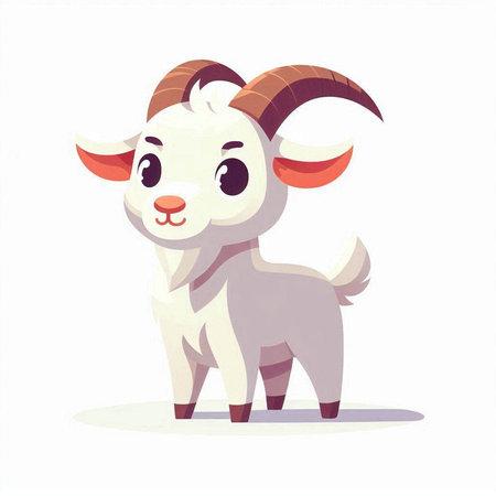 Cute cartoon goat. Vector illustration isolated on a white background.のイラスト素材