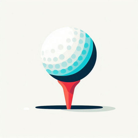 Golf ball on tee. Vector illustration of a golf ball.のイラスト素材