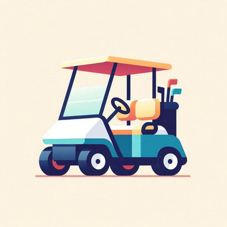 Golf cart vector illustration. Flat style design for web and print.のイラスト素材