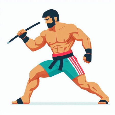 Kung fu fighter. Vector illustration of a kung fu fighter.のイラスト素材