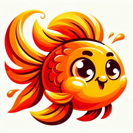 Kawaii cartoon goldfish on white background. Vector illustration.のイラスト素材