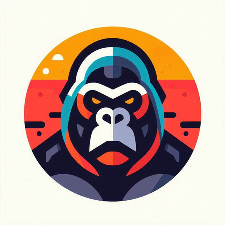 Gorilla head. Vector illustration in flat style. Wild animal.のイラスト素材