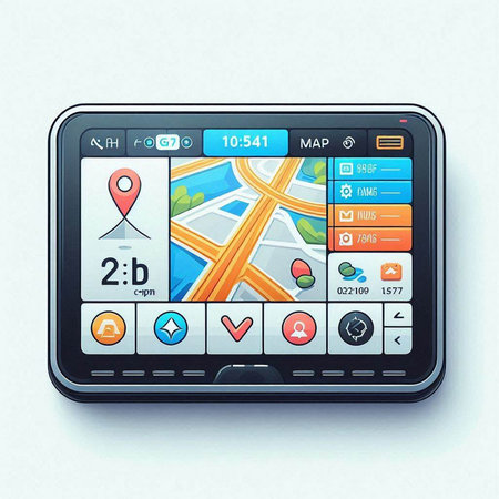 Modern mobile phone with city map and navigation app. Vector illustration.のイラスト素材
