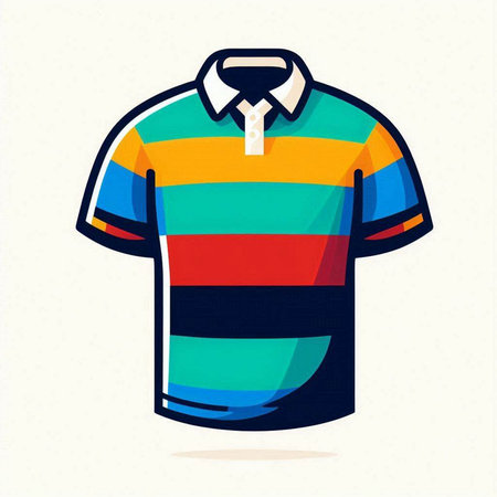 Colorful striped polo shirt vector illustration isolated on white background.のイラスト素材