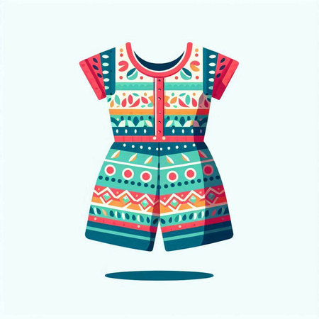 Vector illustration of a dress with a pattern in the style of folk art.のイラスト素材