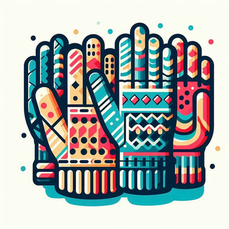 Hands in ethnic style. Colorful vector illustration in flat style.のイラスト素材