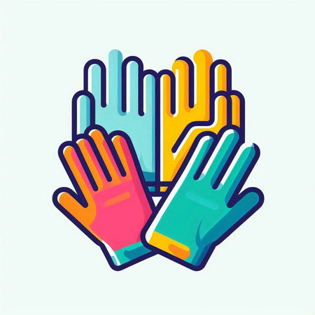 Rubber gloves icon. Hand protection equipment. Vector illustration in flat styleのイラスト素材