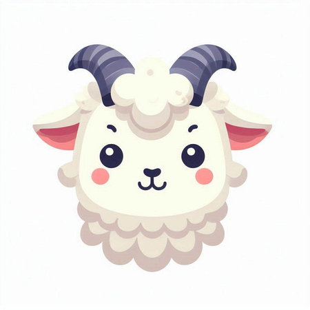 Cute cartoon sheep. Vector illustration isolated on a white background.のイラスト素材