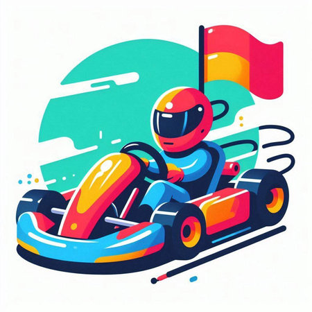 Cartoon karting vector illustration. Flat design of karting karting.のイラスト素材