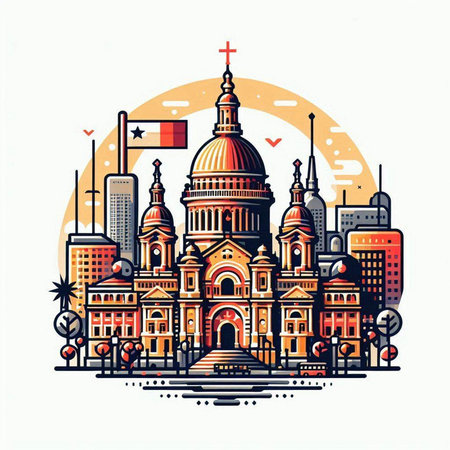 St. Louis Cathedral, Missouri, United States of America. Vector illustration.のイラスト素材
