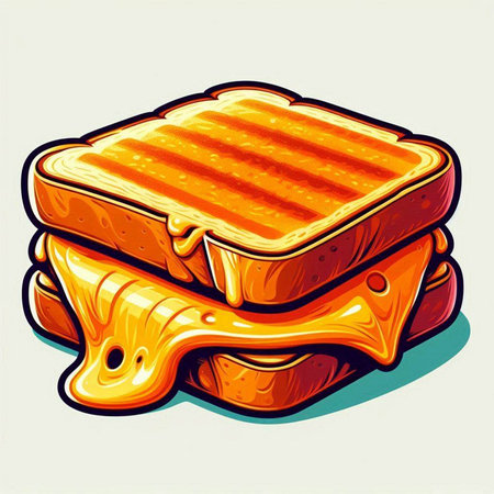 Sandwich with cheese and ham. Vector illustration in retro style.のイラスト素材