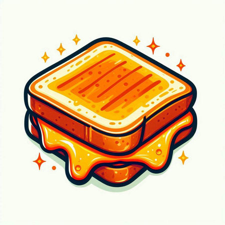 Illustration of a sandwich with butter and honey on a white backgroundのイラスト素材