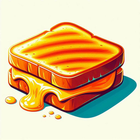 Sandwich with cheese and honey. Vector illustration of a sandwich.のイラスト素材