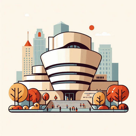 Modern building in the city. Modern architecture. Vector illustration in flat style.のイラスト素材