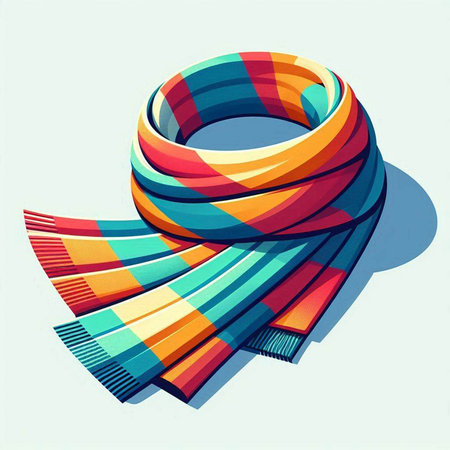 colorful scarf isolated on white background. 3d render illustration.のイラスト素材
