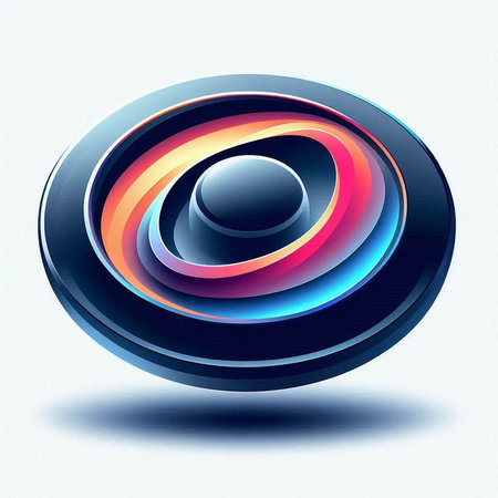 Abstract 3d illustration of blue, red and orange circle on white backgroundのイラスト素材