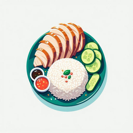 japanese food with rice and cucumber on plate vector illustrationのイラスト素材